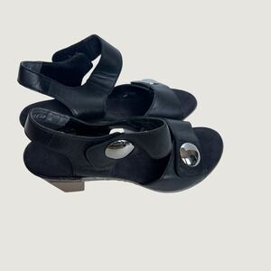 Rieker Antistress Aileen 69 Black Leather‎ Sandals Sz 40 US 9 Block Heel Comfort